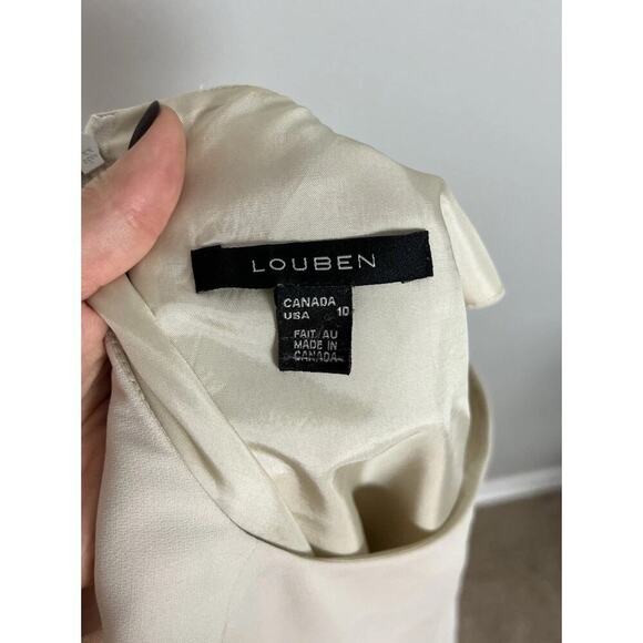 Vintage Louben Ivory Sheath Dress Size 10 Lined Business Workplace Women’s - Picture 3 of 5